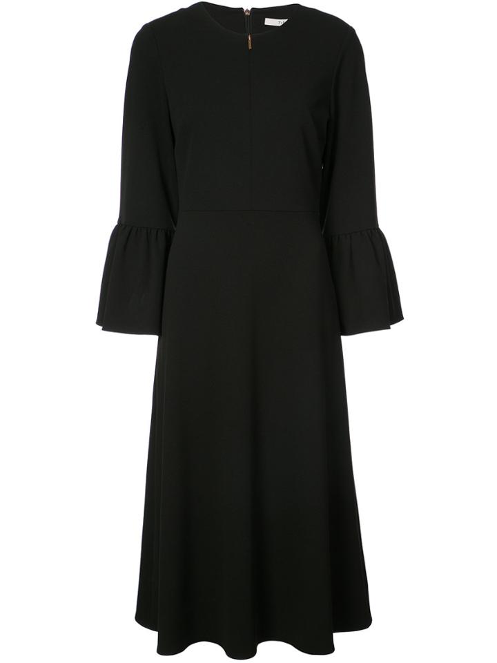 Tibi Ruffle Sleeve Flared Dress - Black