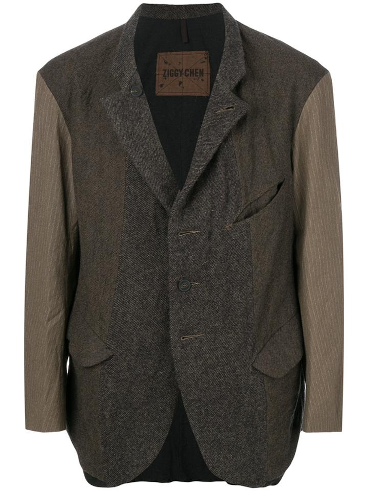 Ziggy Chen Contrast Stripe Blazer - Brown
