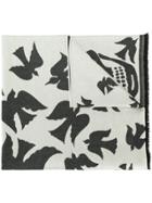 Alexander Mcqueen Large Skull And Swallow Scarf - White