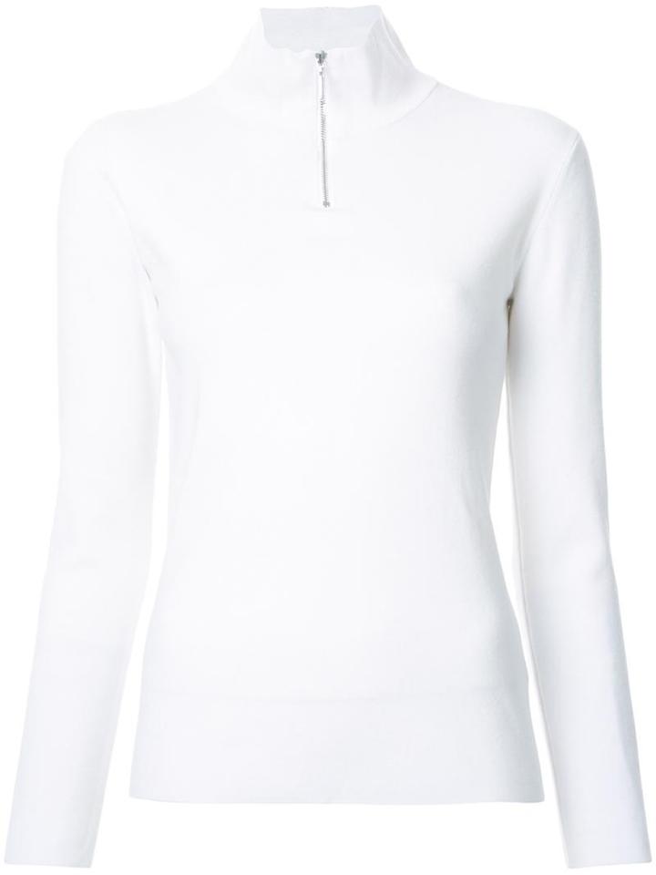 Le Ciel Bleu Zip Turtleneck Jumper, Women's, Size: 36, White, Wool/polyester