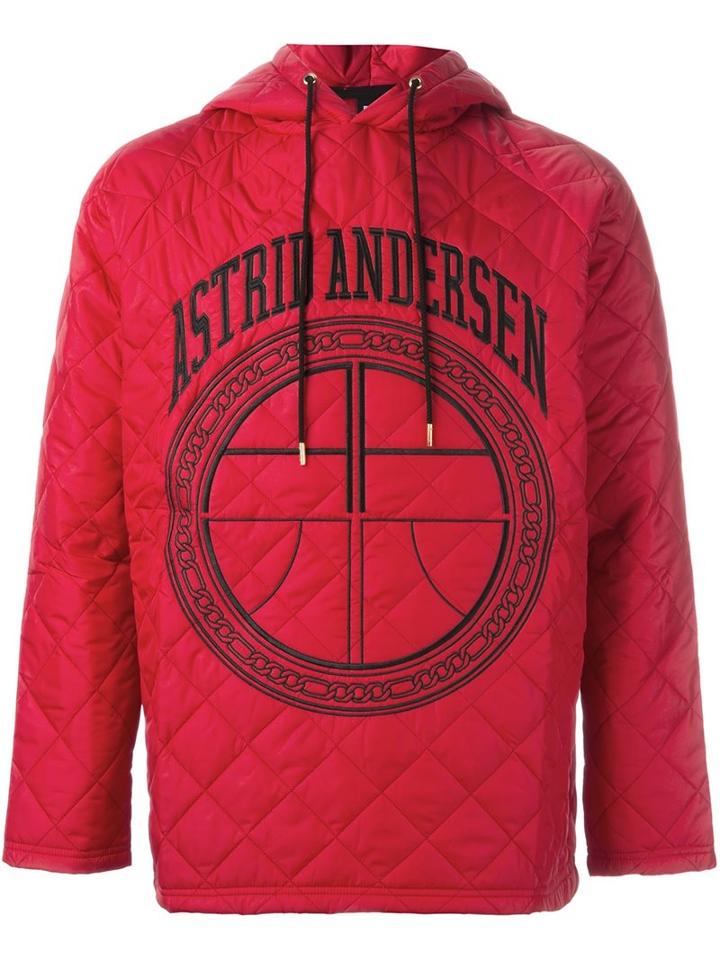 Astrid Andersen Quilted Hoodie, Men's, Size: Large, Red, Polyamide/polyester