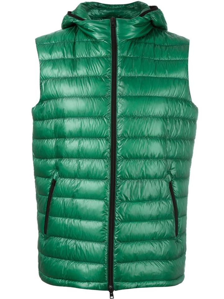 Herno Zipped Hooded Gilet, Men's, Size: 52, Green, Polyimide/polyamide/polyester/feather Down