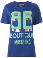 Boutique Moschino Logo Print T-shirt, Women's, Size: 36, Blue, Cotton