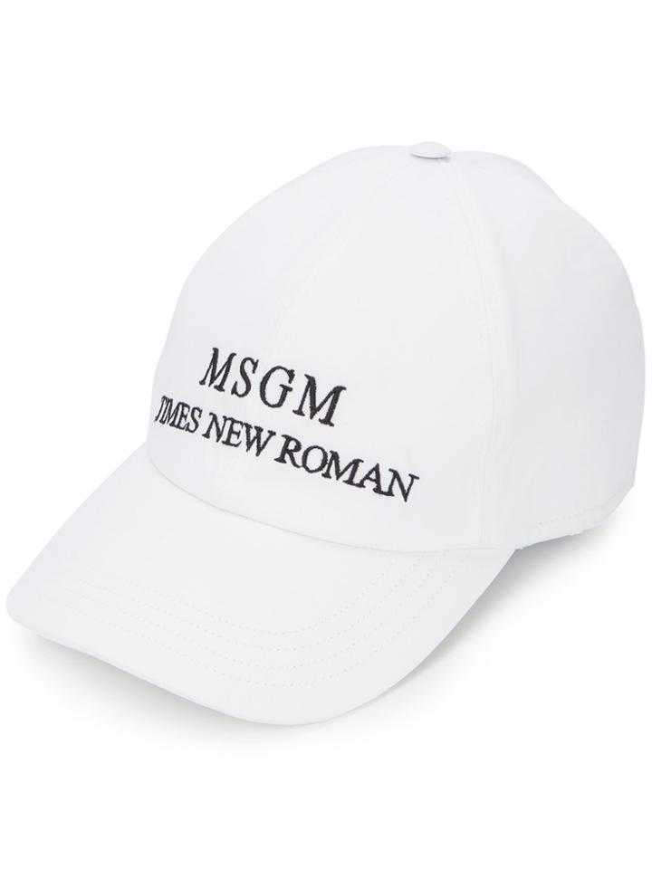 Msgm Logo-embroidered Cap - White