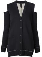 Vera Wang Cold Shoulder Cardigan, Women's, Size: Medium, Black, Elastodiene/nylon/merino