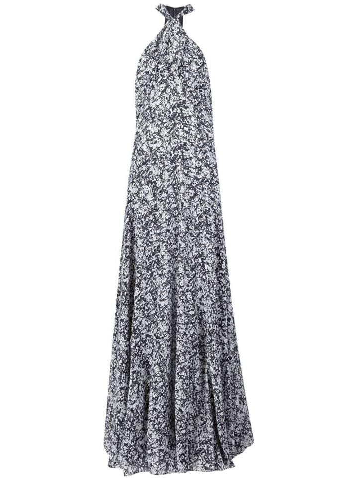 Derek Lam Marble Print Long Dress, Women's, Size: 38, Black, Silk