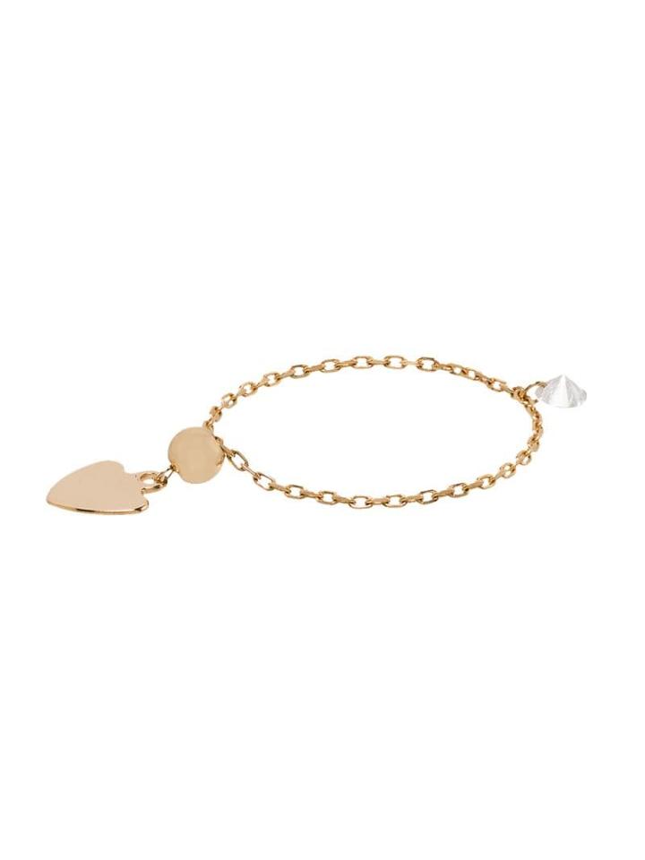 Persée 18kt Yellow Gold Danae Heart Charm Chain Ring