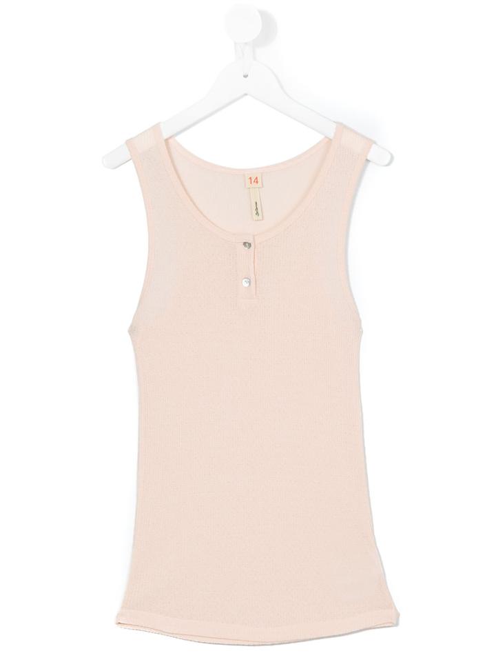Bellerose Kids - Buttoned Tank Top - Kids - Cotton - 16 Yrs, Pink/purple