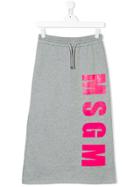 Msgm Kids Teen Logo Print Skirt - Grey