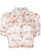 Carven Sheep Print Cropped Shirt - Pink & Purple