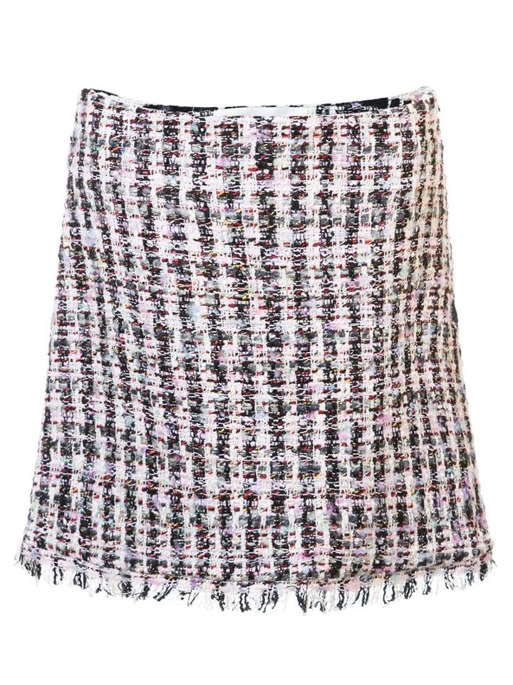 Sandy Liang Tweed Mini Skirt, Women's, Size: 42, Pink/purple, Cotton/linen/flax/acrylic/wool