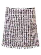 Sandy Liang Tweed Mini Skirt, Women's, Size: 42, Pink/purple, Cotton/linen/flax/acrylic/wool