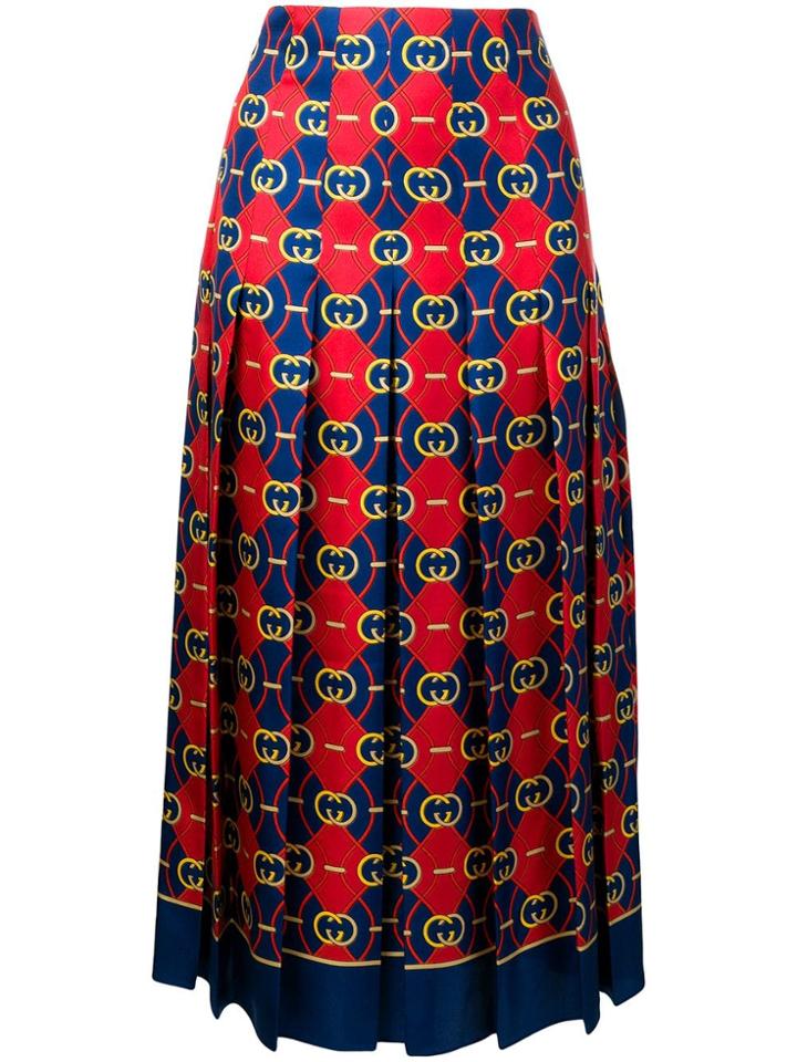 Gucci Gg Waves Pleated Skirt - Red