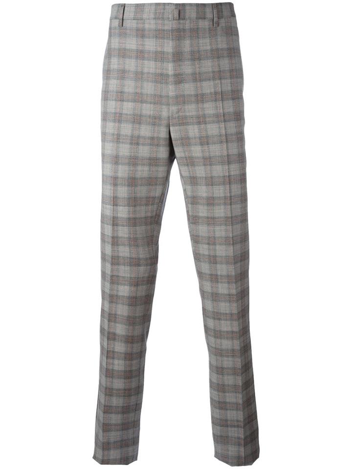 Lanvin Checked Trousers, Men's, Size: 50, Grey, Wool/viscose/cotton/polyester