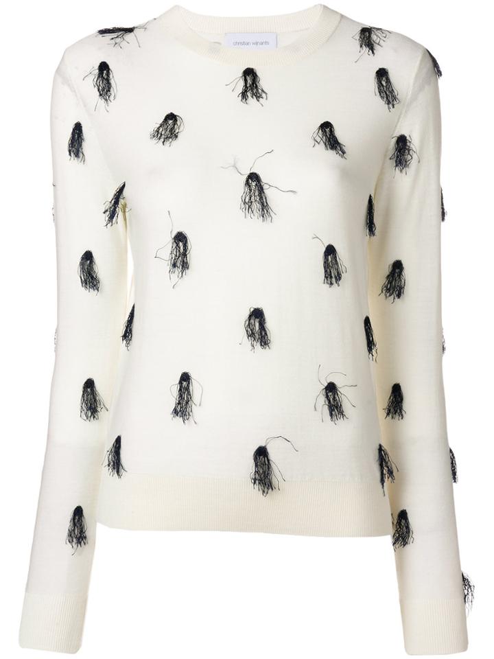 Christian Wijnants Textured Polka Dot Sweater - White