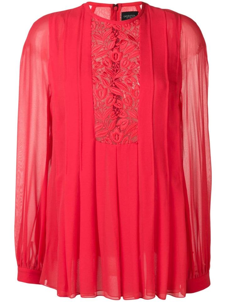 Giambattista Valli Floral Lace Insert Blouse - Red
