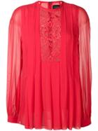 Giambattista Valli Floral Lace Insert Blouse - Red