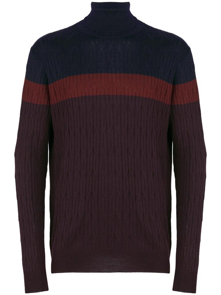 Corneliani Contrast Roll-neck Sweater - Brown
