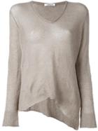 Lamberto Losani V-neck Knitted Blouse, Women's, Size: Small, Nude/neutrals, Cashmere/silk/other Fibers