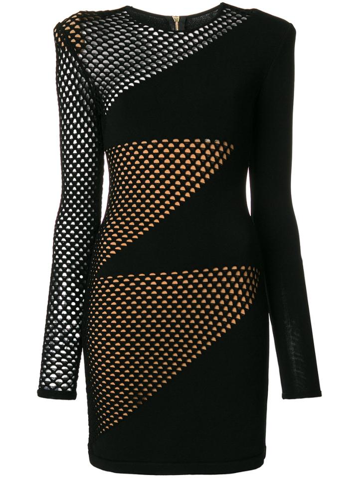 Balmain Laser-cut Fitted Dress - Black