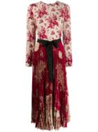 Red Valentino Pleated Floral-print Dress