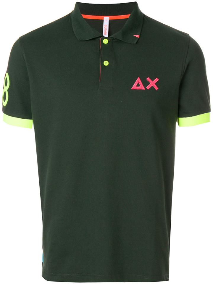Sun 68 Fluorescent Detail Polo Shirt - Green