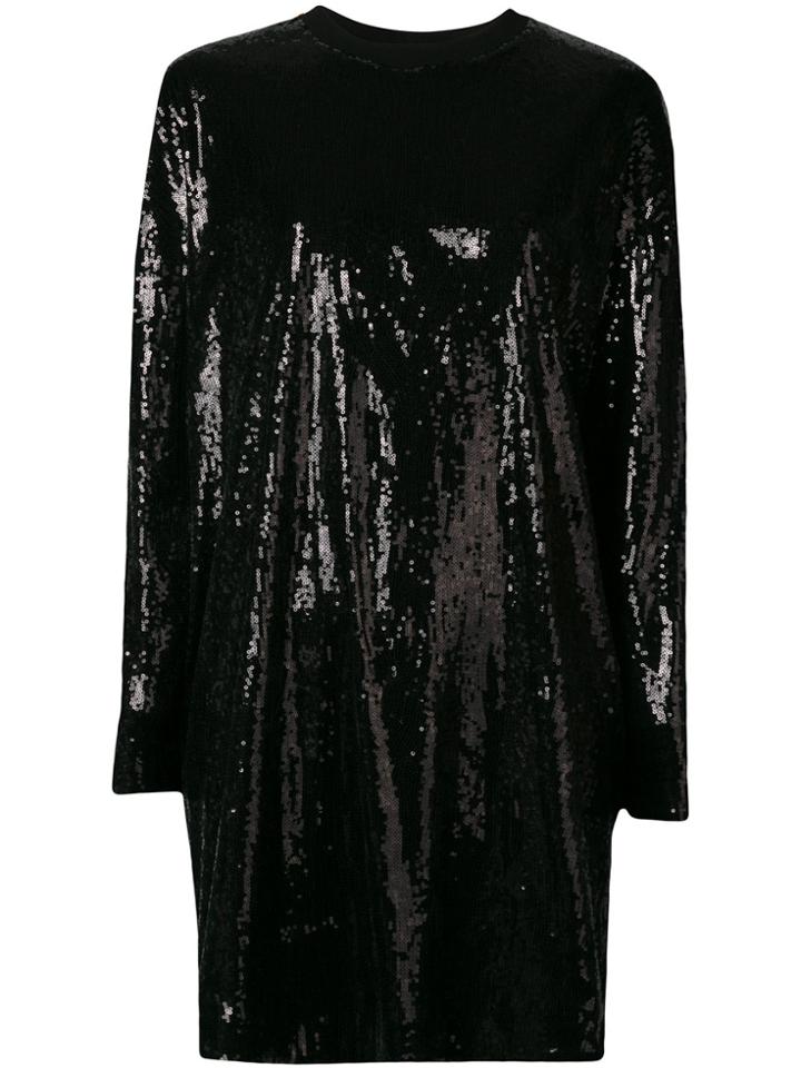 Msgm All Over Sequined Shift Dress - Black