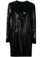 Msgm All Over Sequined Shift Dress - Black