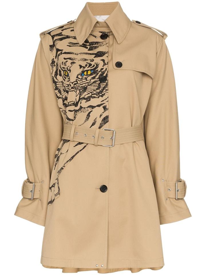 Valentino Tiger Print Trench Coat - Neutrals