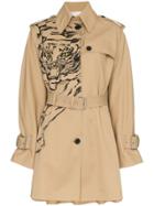 Valentino Tiger Print Trench Coat - Neutrals