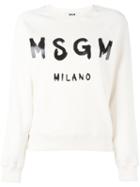 Msgm Logo Print Sweatshirt, Women's, Size: Xl, White, Cotton