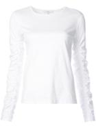 Tibi Ruched Sleeve T-shirt - White