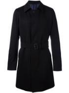 Lardini Belted Coat, Men's, Size: 54, Black, Cotton/viscose/wool