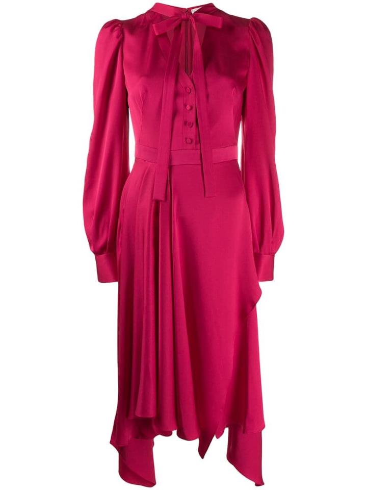 Alexander Mcqueen Tie Fastening Asymmetric Dress - Pink