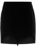 Saint Laurent Silk Cut Out Hem Mini Skirt - Black
