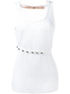 No21 Studded Belt Tank Top, Women's, Size: 42, White, Cotton/polyester