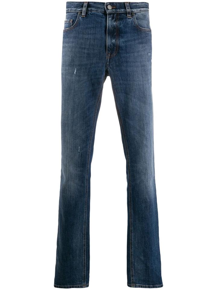 Z Zegna Distressed Straight-leg Jeans - Blue