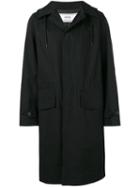 Ami Paris Hooded Mac Coat - Black