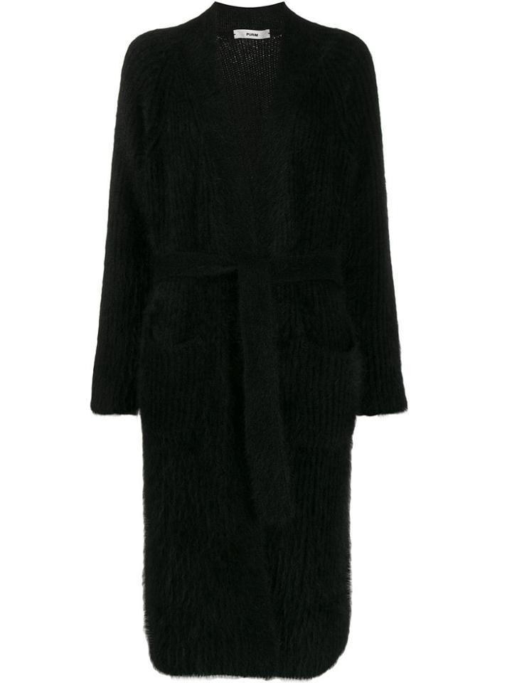 Roberto Collina Long-line Belted Cardigan - Black