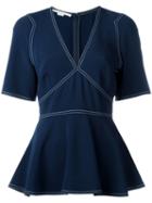 Stella Mccartney Contrast Stitch Kimono Blouse, Women's, Size: 42, Blue, Viscose/acetate/spandex/elastane