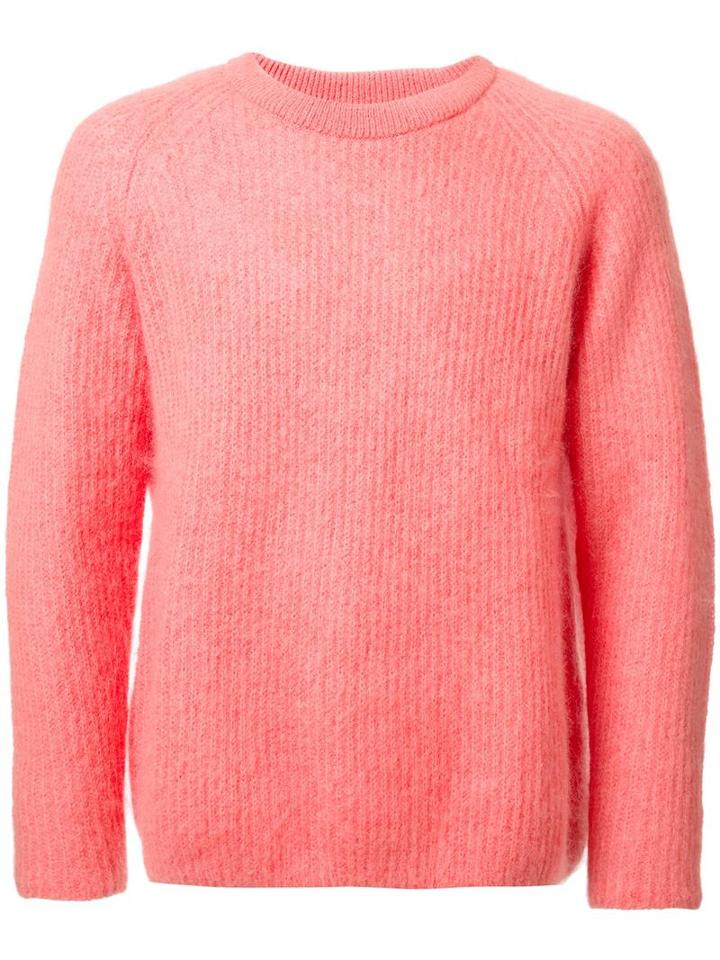 H Beauty & Youth Crew Neck Jumper, Men's, Size: Small, Yellow/orange, Nylon/mohair/wool