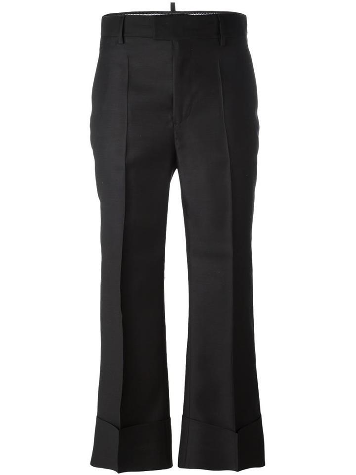 Dsquared2 Cropped Tailored Flare Trousers, Women's, Size: 36, Black, Silk/polyester/virgin Wool