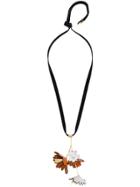 Marni Leaf Drop Necklace - Black