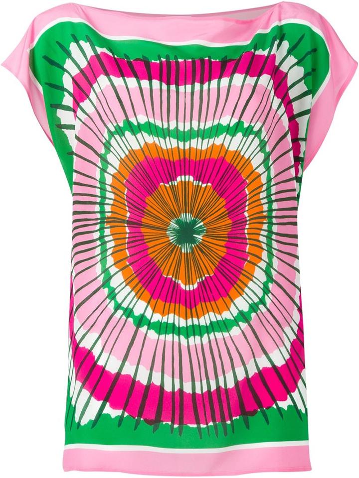 P.a.r.o.s.h. Abstract Print Top, Women's, Size: Large, Pink/purple, Silk