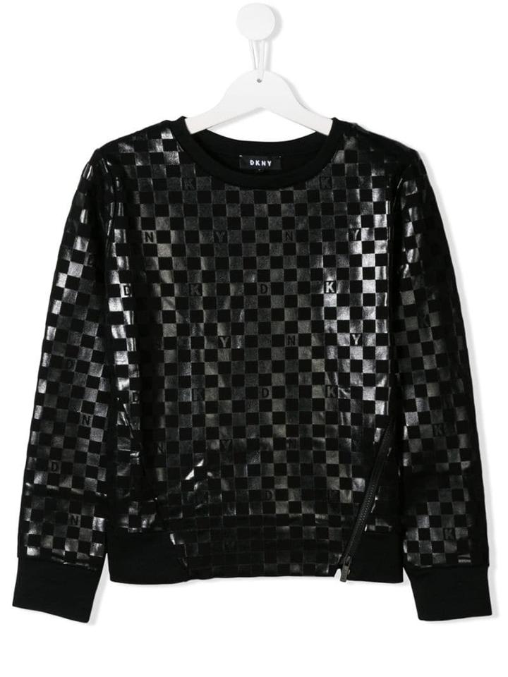 Dkny Kids Checkered Pattern Sweatshirt - Black