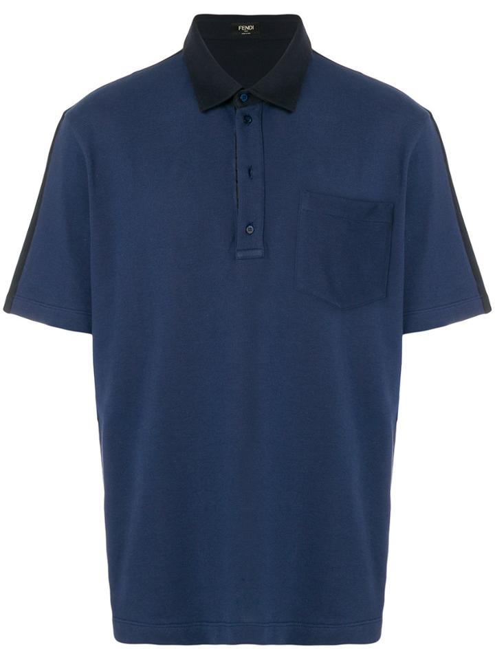 Fendi Contrast Polo Shirt - Blue