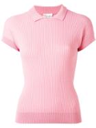 Red Valentino - Ribbed Polo Shirt - Women - Polyamide/viscose - Xs, Pink/purple, Polyamide/viscose