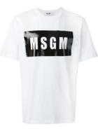 Msgm Logo Print T-shirt, Men's, Size: L, White, Cotton