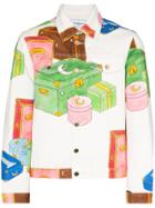 Casablanca Trunk Print Denim Jacket - White