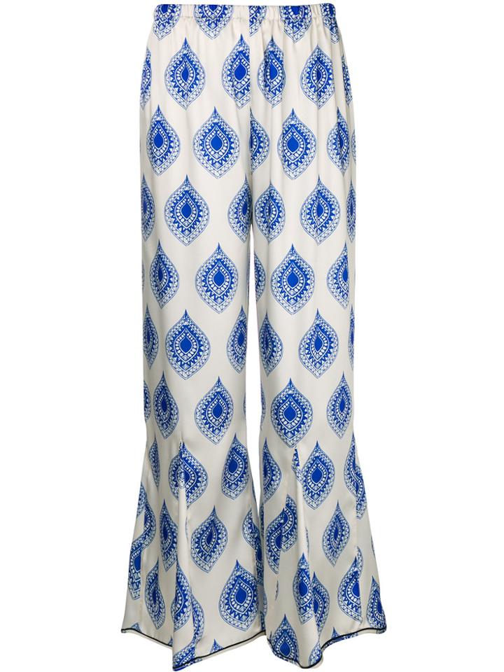 Hache Geometric Print Flared Cuff Trousers - White